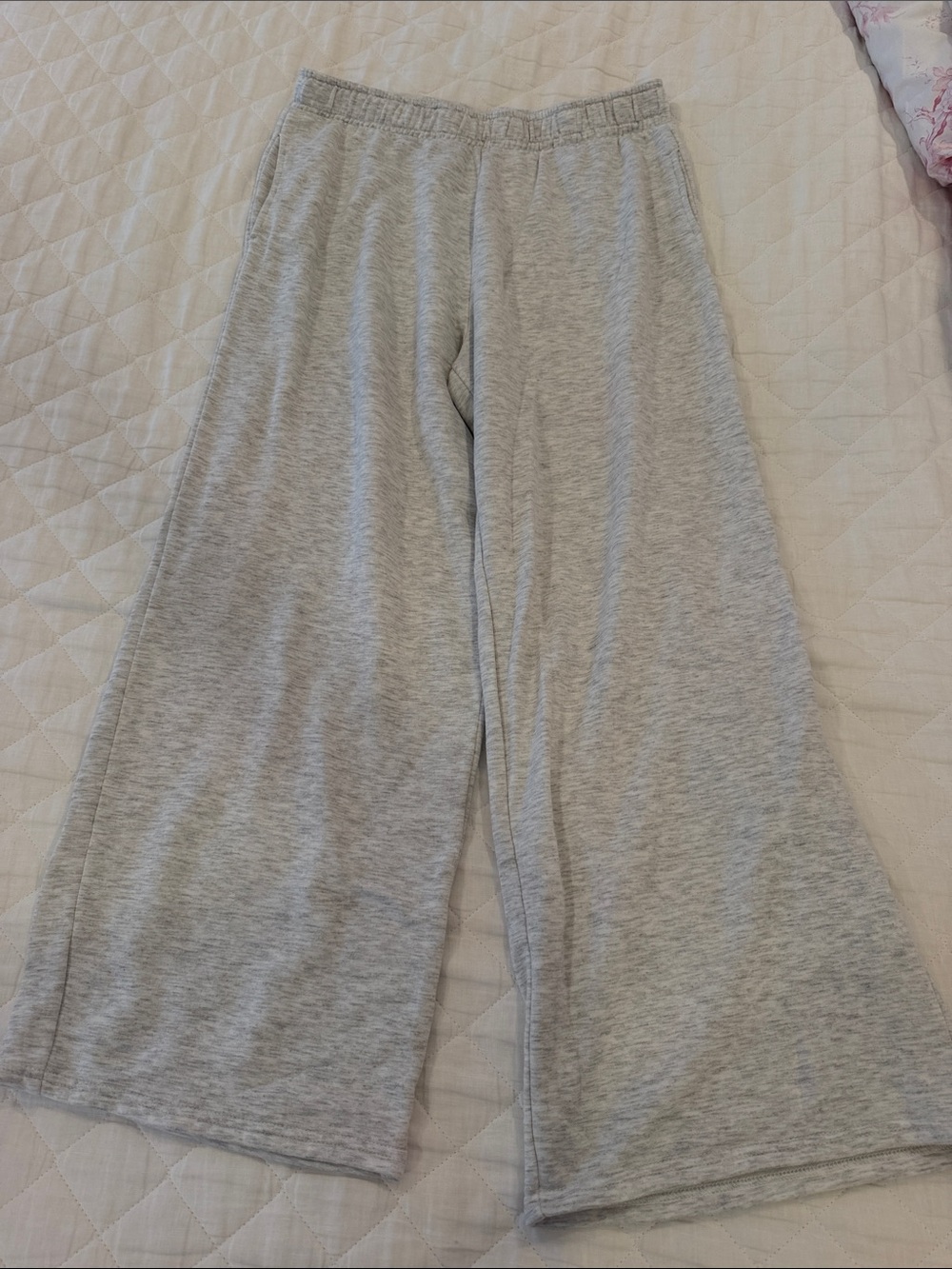 Light Gray Wide-Leg Pull-On Pants